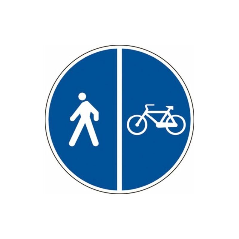 Image of Segnale in lamiera cartello stradale disco d.60 pista ciclabile contigua al marciapiede figura ii 92/a art.122 classe 1
