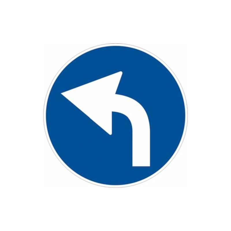 Image of Segnale in lamiera cartello stradale disco d.60 preavviso di direzione obbligatoria a sinistra figura ii 80/e art.122 classe 1