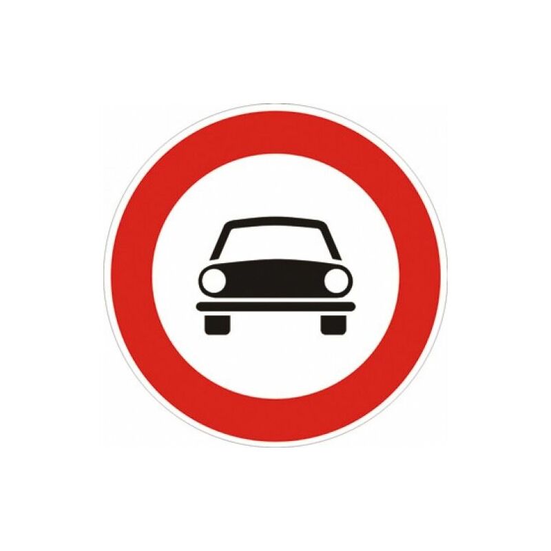 Image of Segnale in lamiera cartello stradale disco d.60 transito vietato a tutti gli autoveicoli figura ii 58 art.117 classe 1
