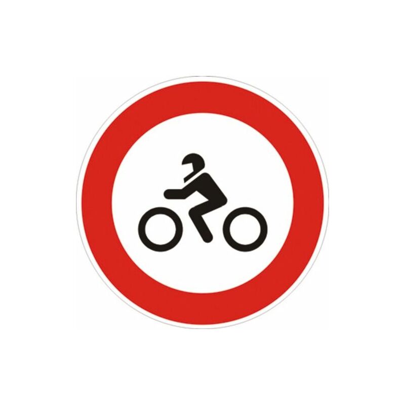 Image of Segnale in lamiera cartello stradale disco d.60 transito vietato ai motocicli figura ii 56 art.117 classe 1