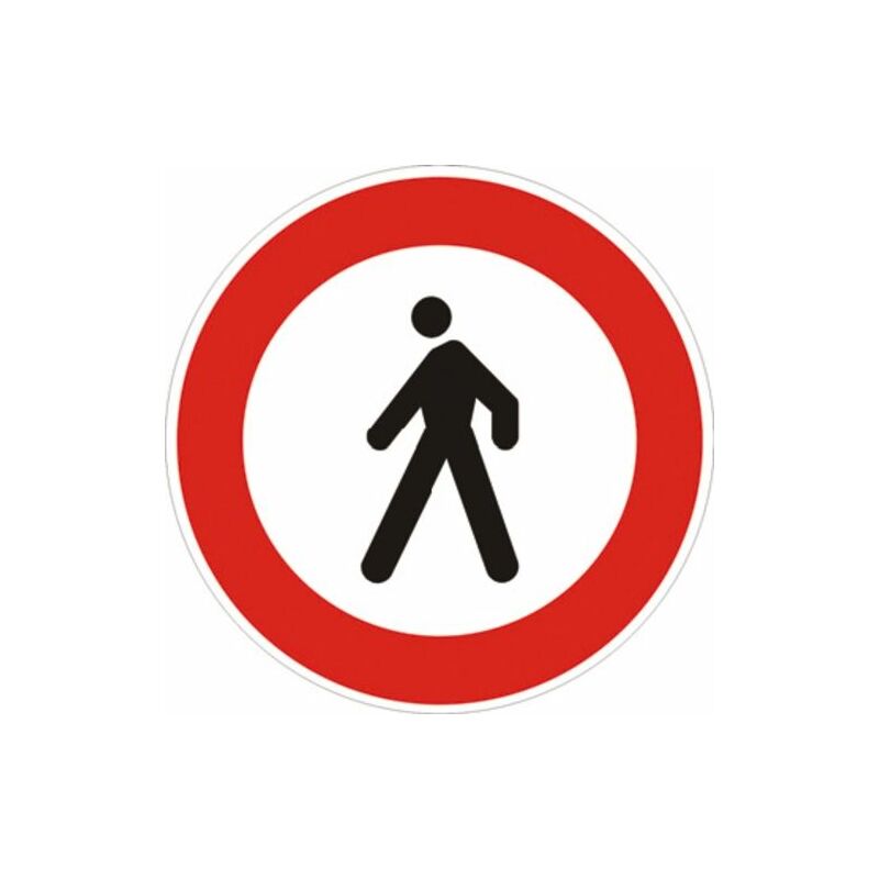 Image of Segnale in lamiera cartello stradale disco d.60 transito vietato ai pedoni figura ii 54 art.117 classe 1