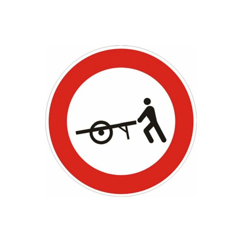 Image of Segnale in lamiera cartello stradale disco d.60 transito vietato ai veicoli a braccia figura ii 57 art.117 classe 1