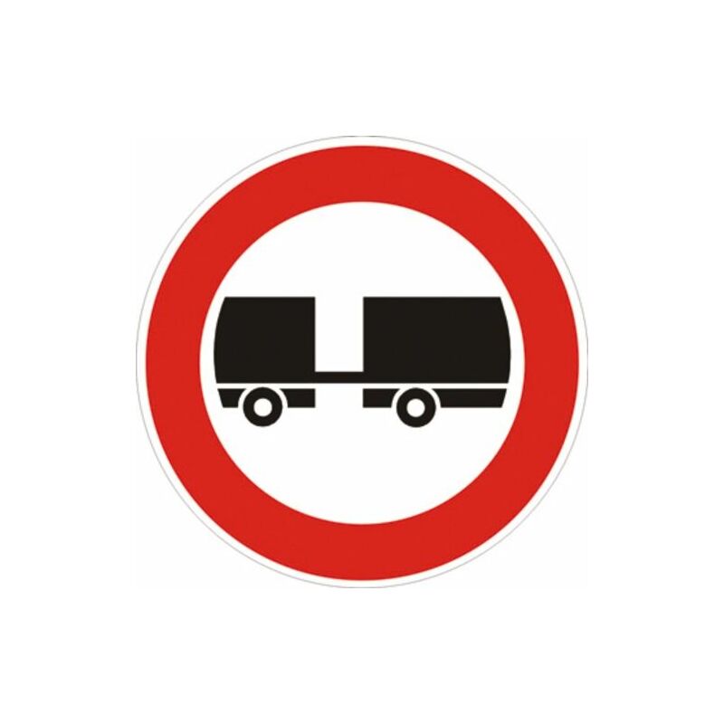 Image of 3g Italia - Segnale in lamiera cartello stradale disco d.60 transito vietato ai veicoli a motore trainanti un rimorchio figura ii 61 art.117 classe 1