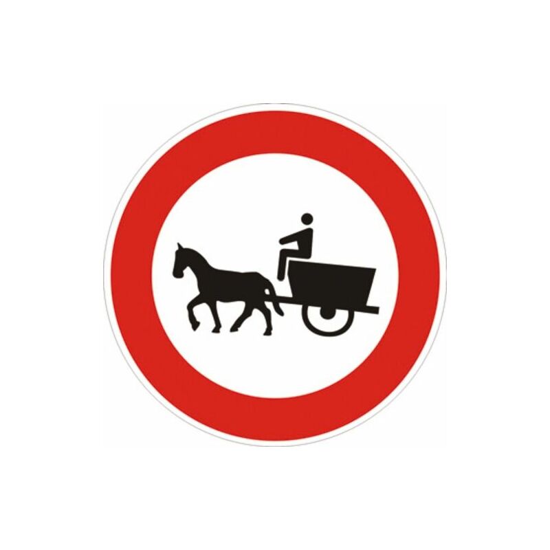 Image of Segnale in lamiera cartello stradale disco d.60 transito vietato ai veicoli a trazione animale figura ii 53 art.117 classe 1
