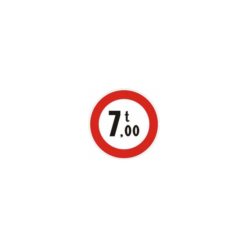 Image of Segnale in lamiera cartello stradale disco d.60 transito vietato ai veicoli aventi massa superiore a… tonnellate figura ii 68 art.118 classe 1
