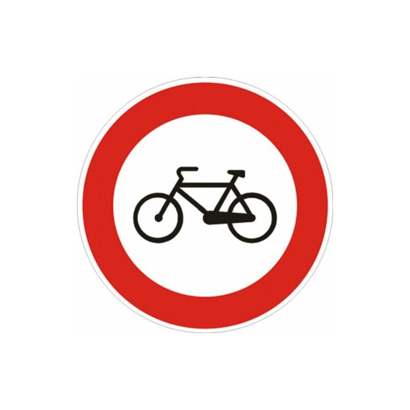 Image of 3g Italia - Segnale in lamiera cartello stradale disco d.60 transito vietato alle biciclette figura ii 55 art.117 classe 1