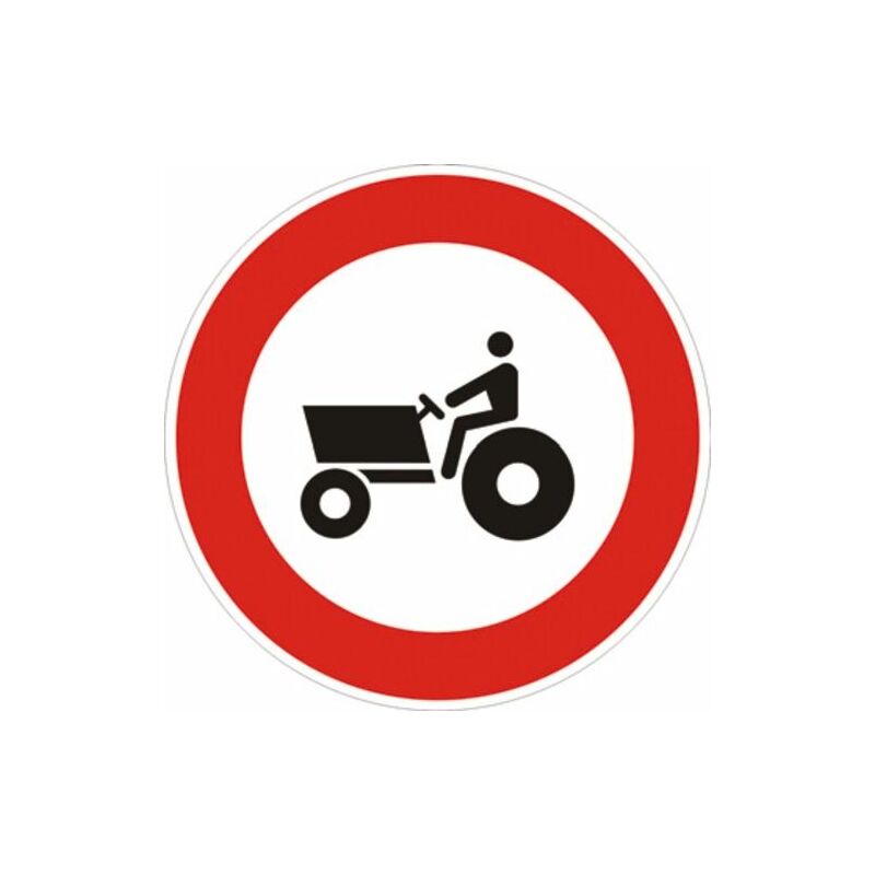 Image of Segnale in lamiera cartello stradale disco d.60 transito vietato alle macchine agricole figura ii 62 art.117 classe 1