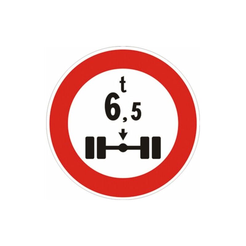 Image of Segnale in lamiera cartello stradale disco d.60transito vietato ai veicoli aventi massa per asse superiore a… tonnellate figura ii 69 art.118 classe1