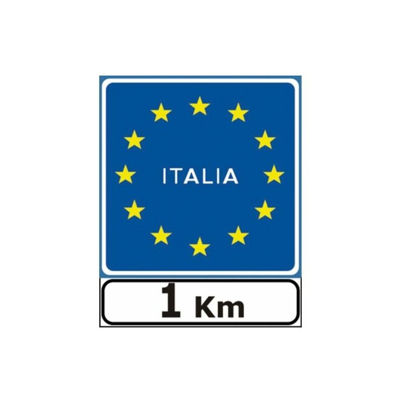 Image of 3g Italia - Segnale in lamiera cartello stradale preavviso di confine di stato tra paesi della comunità europea figura ii 97/b art.123 classe 1