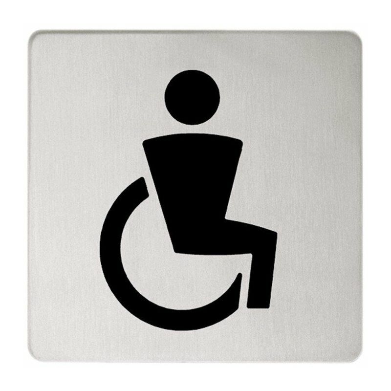 Image of Segnale per porta plan simbolo portatori di handicap in acciaio inox Keuco