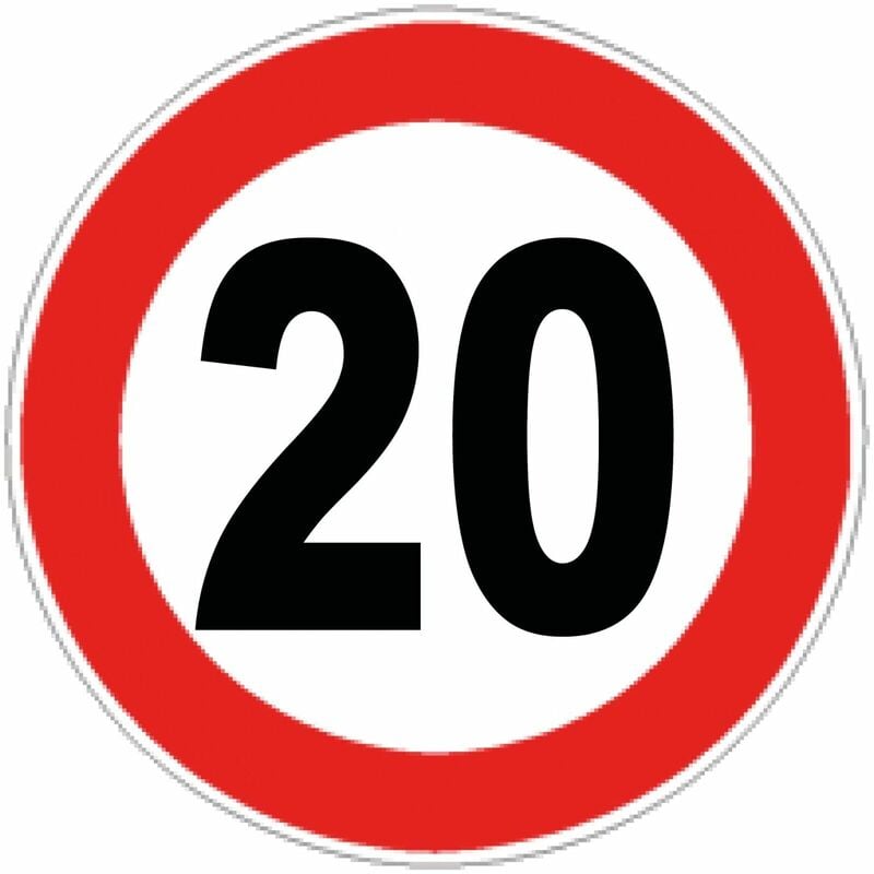 Image of Segnale stradale cartello di divieto limite massimo velocita 20 60cm in lamiera