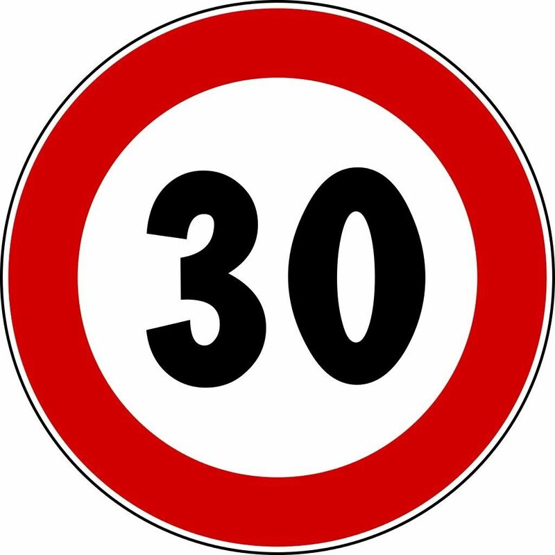 Image of Segnale stradale cartello di divieto limite massimo velocita 30 60cm in lamiera
