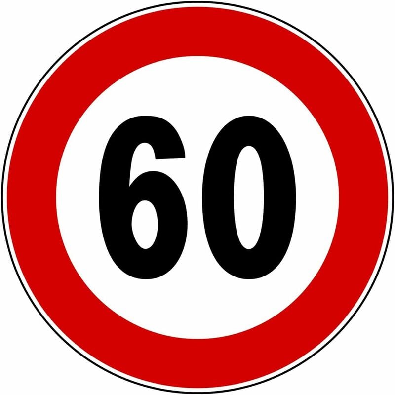 Image of Segnale stradale cartello di divieto limite massimo velocita 60 60cm in lamiera