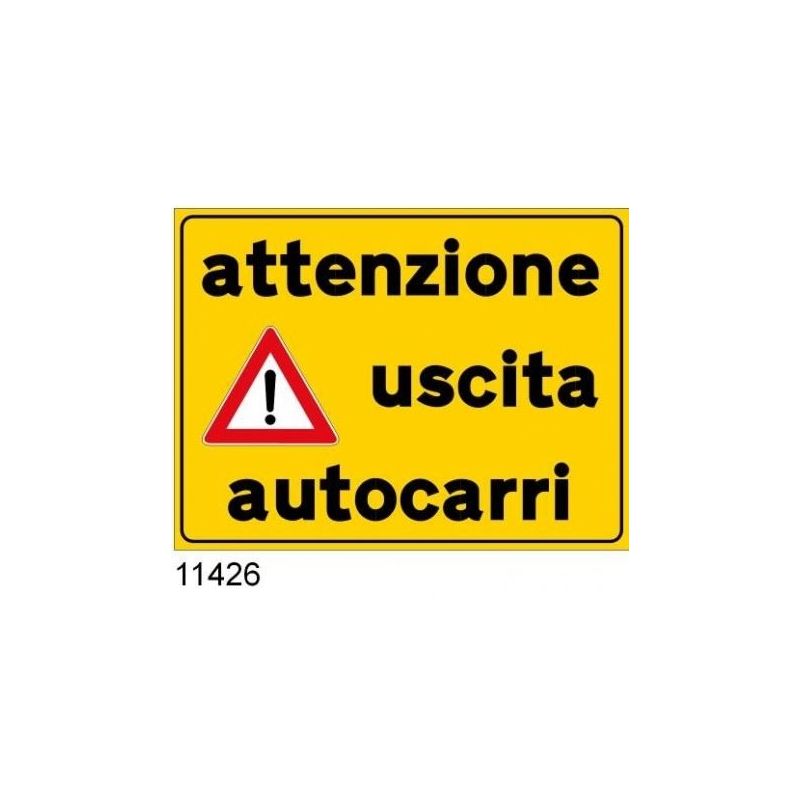 Image of 3g Italia - Segnale temporaneo da cantiere 90x60 attenzione uscita autocarri