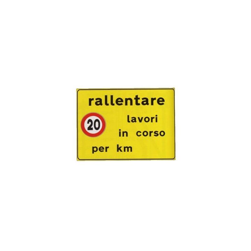 Image of 3g Italia - Segnale temporaneo da cantiere 90x60 rallentare lavori in corsi per km