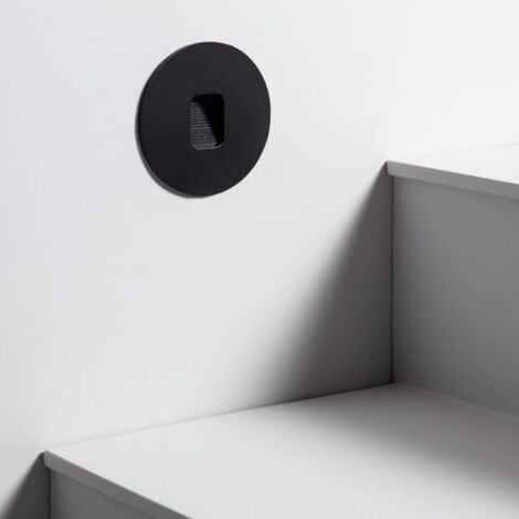 Segnapasso da Esterno LED 2W da Incasso a Parete Circolare Nero Grasset Bianco Naturale  4000K