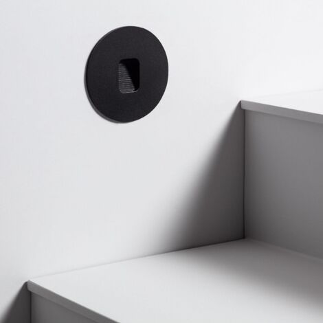 Segnapasso da Esterno LED 2W da Incasso a Parete Circolare Nero Olite 4000K Bianco Naturale