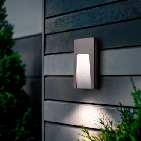 Segnapasso Esterno LED 3W Superficie Parete Rettangolare Nilsa 4000K Antracite Bianco Naturale