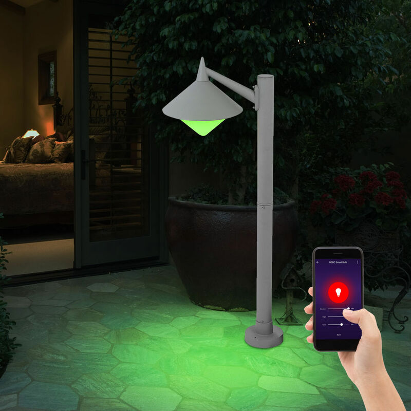 Image of Segnapasso lampada da terra moderna da esterno piantana da esterno per giardino, controllo tramite app, cambio colore dimmerabile, 1x Smart rgb led