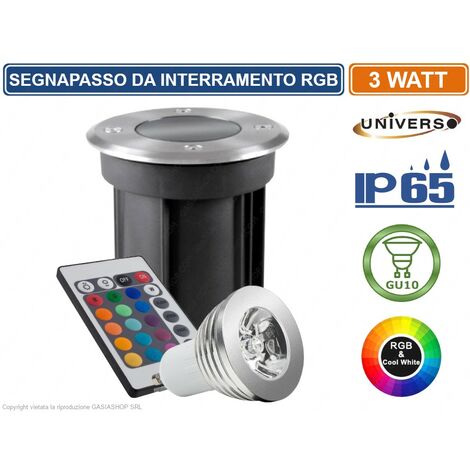 SEGNAPASSO PORTALAMPADA DA INTERRAMENTO CALPESTABILE RGB CON LAMPADA GU10 3W IP65