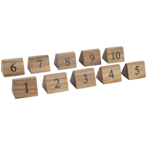 Segnaposto numerici in legno, decorativi, per ristoranti con numeri da 1 a 10, set da 10
