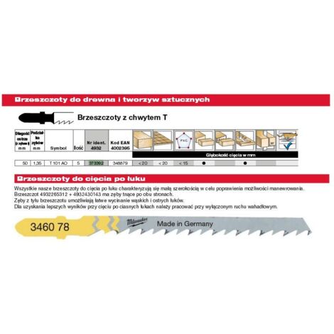 SEGUETA CORT.CURVOS MADERA/PLASTICO 50MM PASO 1,35MM - 5UDS REF,4932373392 MILWAUKEE