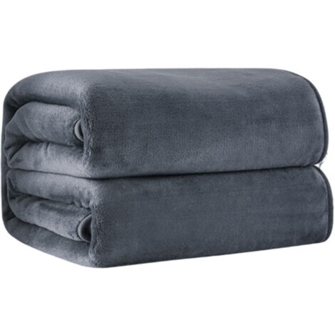 Sehr weiche, graue Polyester-Plüschdecke, Kingsize, angenehm weich im Griff