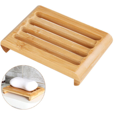 Seifenablage aus natürlichem Bambus – Ergonomisches Design für optimales Ablaufen und Trocknen – Maße: 11 x 8 x 1,5 cm