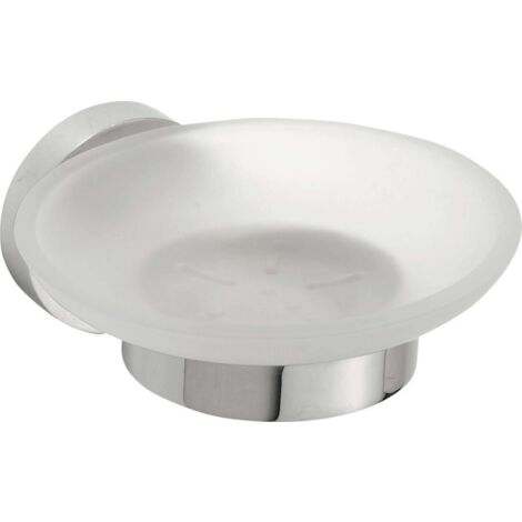 Seifenablage mit Glas, Seifenschale Milchglas mit Wandhalter