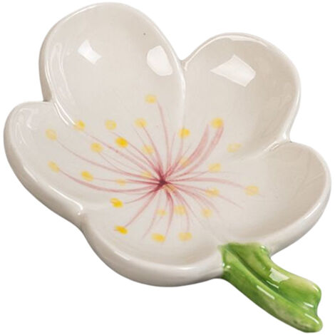 Seifenschale aus Keramik mit Blumenmuster, handgefertigtes Design mit selbstentleerendem Boden, ideal für Badezimmer und Dekoration – 14 x 5 cm, verschiedene Farben (Gelb, Rot, Rosa, Weiß), 255 g – 1 