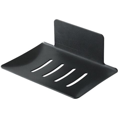Seifenschale aus Kohlenstoffstahl (schwarz), Seifenhalter, 3M-Selbstklebeband, Chrom-Finish, kein Bohren erforderlich, Duschablage und Schwammhalter