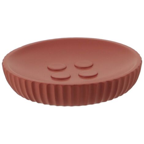 Seifenschale aus polyresin rund gestreift - terracotta - Tendance