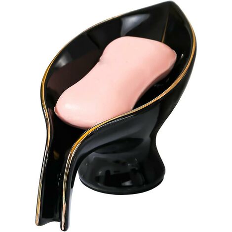 Seifenschale mit automatischem Ablauf für Dusche/Küche, Badezimmer, Badewanne (schwarz)
