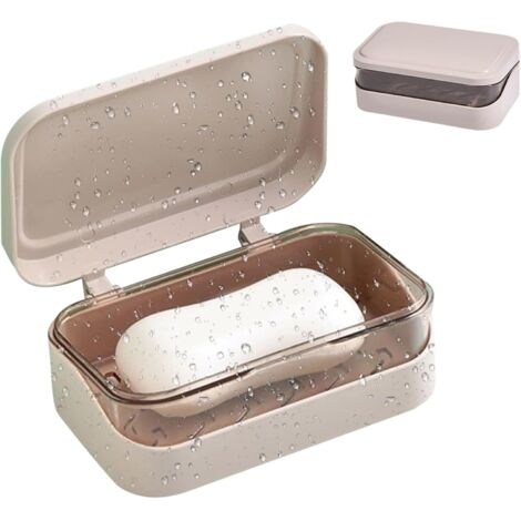 Seifenschale mit Deckel, Abtropfschale, staubdichtem Behälter, rutschfestem und wasserdichtem Boden, für Küchenspüle, Badezimmer, Badewanne, Camping, Geschirr, Reisen