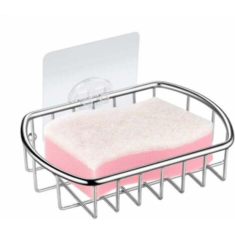Seifenschale ohne Bohren, transparent, selbstklebend, Seifenkorb, Edelstahl, Badezimmer, Duschregal, Wandhalterung, Küchenschwammhalter