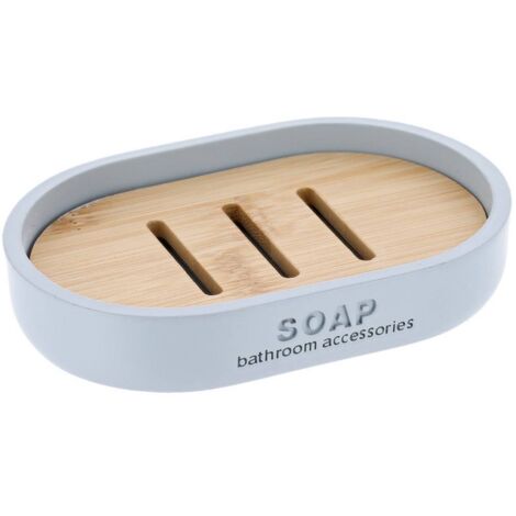 Seifenschale polyresin - hellblau bambus - Tendance