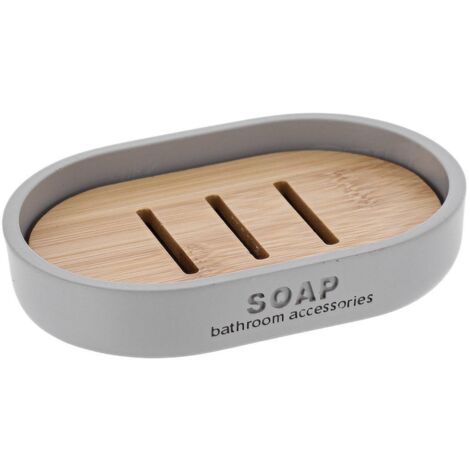 Seifenschale polyresin - hellgrau bambus - Tendance
