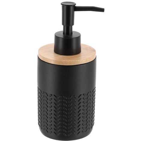 Seifenspender aus polyresin und bambus 260ml -schwarz - Tendance