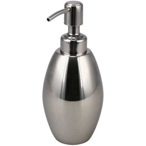 Seifenspender Edelstahl Silber 380ml Volumen rund, 17,9cm Höhe, Ø 7,3cm