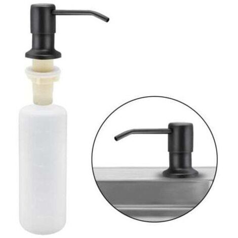 Seifenspender für die Küchenspüle, 350 ml, eingebauter Spülmittelspender aus Edelstahl, nachfüllbarer Seifenspender mit 360° drehbarer Pumpe (Mattschwarz)