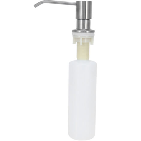 Seifenspender für Küche/Bad [Edelstahl 304, gebürstet] Nachfüllbarer, geriffelter Spülbeckenspender (350 ml/155 x 55 mm) mit Schlauch und abnehmbarer Pumpe