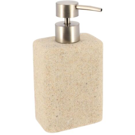 Seifenspender polyresin rechteckig sand-effekt 360 ml - natürlich - Tendance