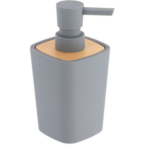 Seifenspender rubber + abs und bambus 380 ml - grau - Tendance