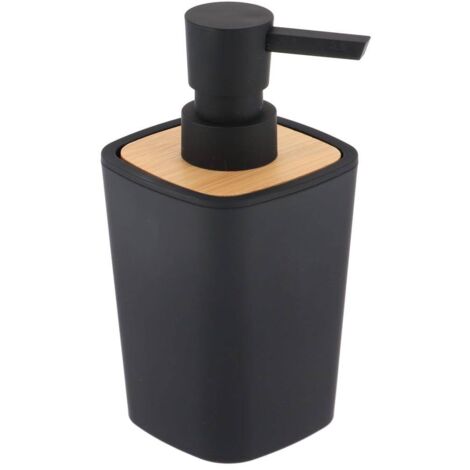 Seifenspender rubber + abs und bambus 380 ml - schwarz - Tendance