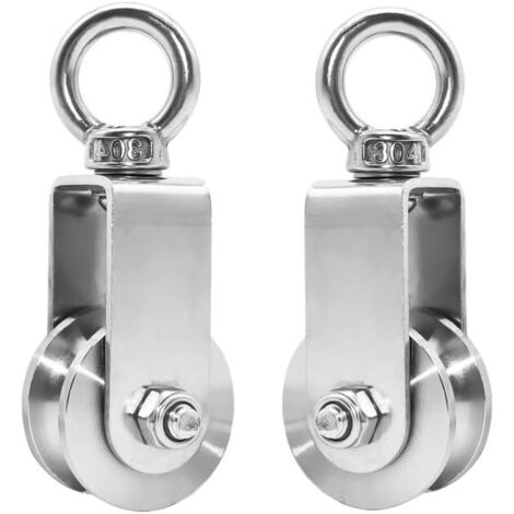 Seilrolle, 2-teiliges Set aus Edelstahl-Heberollen, Tragfähigkeit 250 kg (34 mm, 2 Stück)