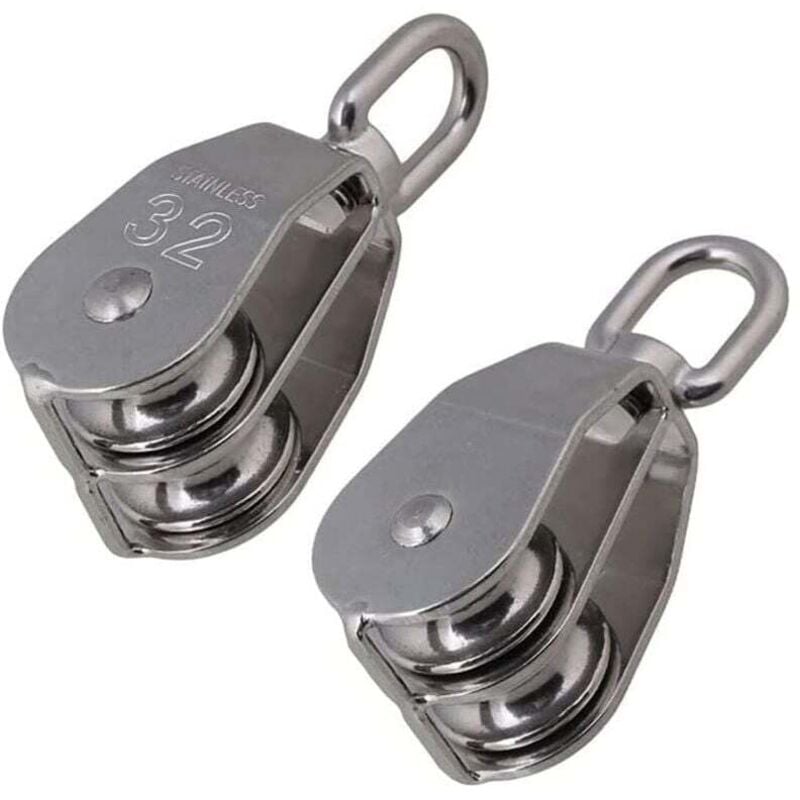 Image of Seilrolle, Heberolle, M32 Doppelrollen aus Edelstahl 304, maximale Traglast 250 kg, 5 Stück