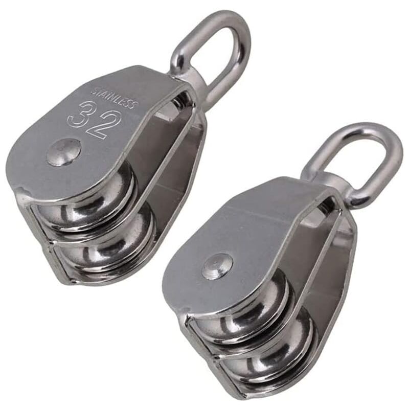 Image of Gotrays - Seilrolle, Heberolle, M32 Doppelrollen Edelstahl 304, Maximale Belastung 250Kg 5PCS
