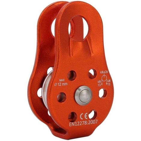Seilrollenblock aus Aluminiumlegierung, Hochleistungs-Einzelseilrollenblock für 12-mm-Seil, Klettern, 26 kN, NPTERBL