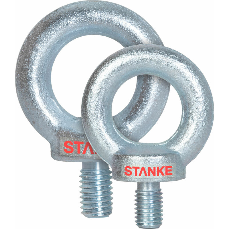 Seilwerk Stanke - 10x Boulon è èil mâle galvanisé M12, anneau de levage è épaulement è tige 12 mm