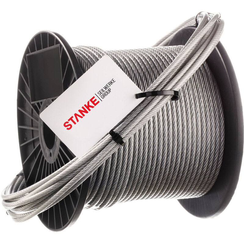Seilwerk stanke 80 m Câble en Acier Inoxydable en pvc 4 mm 7x7 Cordage en Acier Inoxydable inox V4A A4
